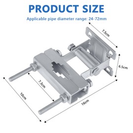 SUPAWAY 1 Piece Adjustable Aerial Mast Mount, Anti-Rust Aerial Mast Clamp, Mast to Mast Mount Kit for 24-72mm Diameter for TV, Outdoor Lora Antenna, Helium Miner Antenna, WiFi Antenna