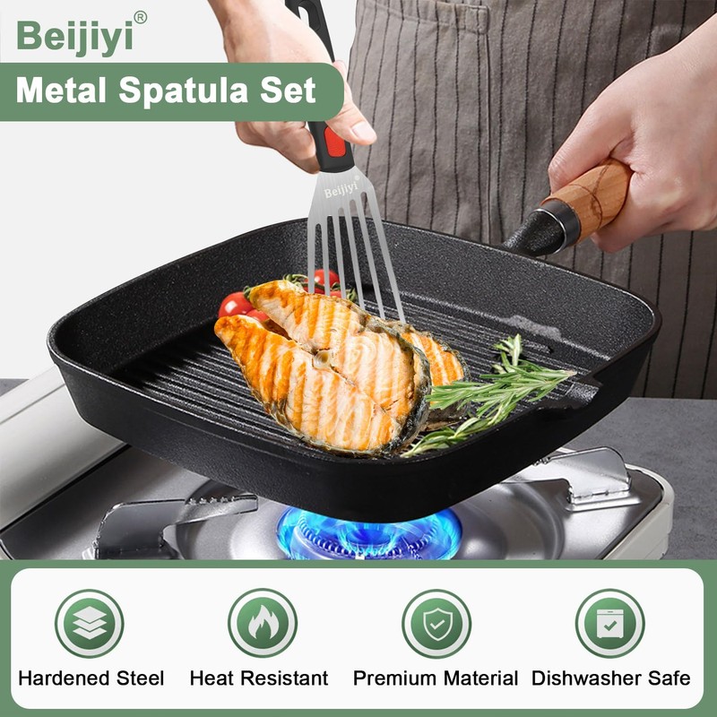 Beijiyi Stainless Steel Spatula Set, Heavy Duty Small Metal Spatula