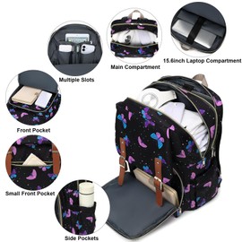 Laptop Backpack for Women Girls School Work Business Travel Computer Backpacks College Bookbag Fit 15.6 Inch Notebook (Butterfly)