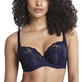 Panache Rocha - Brasier de balcón Delantero bajo para Mujer, Azul Marino/Flor y Brillo, 30DD