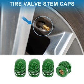 A ABSOPRO Tire Valve Stem Caps Decorative 7x24mm Tyre Valve Dust Covers Resin Copper Green 4 Pcs