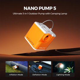 VOLLYC Portable Air Pump for Inflatables, 4.5kPa Ultra Powerful Mini Air Mattress Pump with Camping Light & Nozzles, 2400mAh Electric Rechargeable Air Pump for Camping, Pool Float, Vacuum Storage Bags