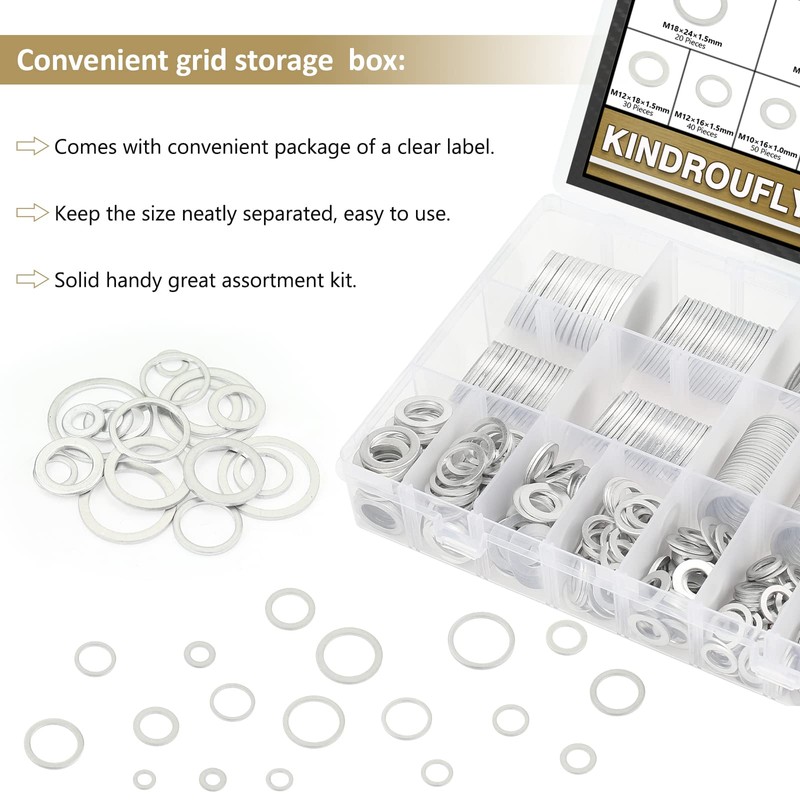 560 Pieces Automotive Drain Plug Gaskets, Oil Crush Washers, Kindroufly