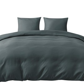 puredown® Bed Linen Set 135 x 200 cm + 1 Pillowcase 80 x 80 cm - Breathable Microfibre, Super Soft, Oeko-Tex, 2-Piece, Anthracite