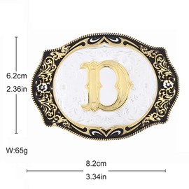 JAOYU Mens Western Belt Buckle - Rodeo Initial Letters Abcdefg to Z Belt for Women, Cowgirls & Teen Girls (D), Medium