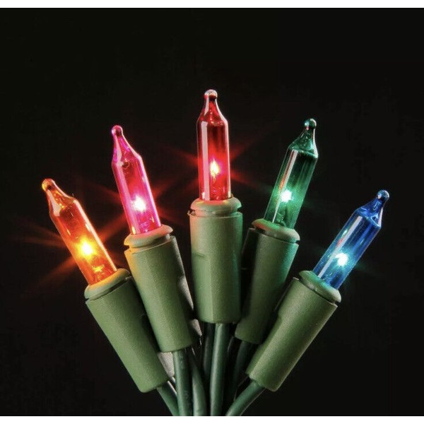 Lot Of 6 Sets Home Accents 100 Multicolor Mini Lights Green Wire Indoor/Outdoor