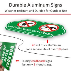 i-CowFun Heavy Duty Aluminum No Dog Poop Signs for Yard, 14" x 7" Metal Keep Dogs Off Lawn Sign With 28" Stake, Curb Your Dog No Pooping No Peeing Dog Signs for Lawn, Be Respectful Dog Sign, Weather Resistant