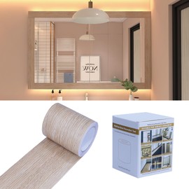 FEILAYS Wood Grain Removable PVC Waterproof Border Wall Decor Removable Self Adhesive Door Frame Window Mirror Bathroom Tiles Sticker Grain Trim Willow Wood 3.93 inch x 393 inch