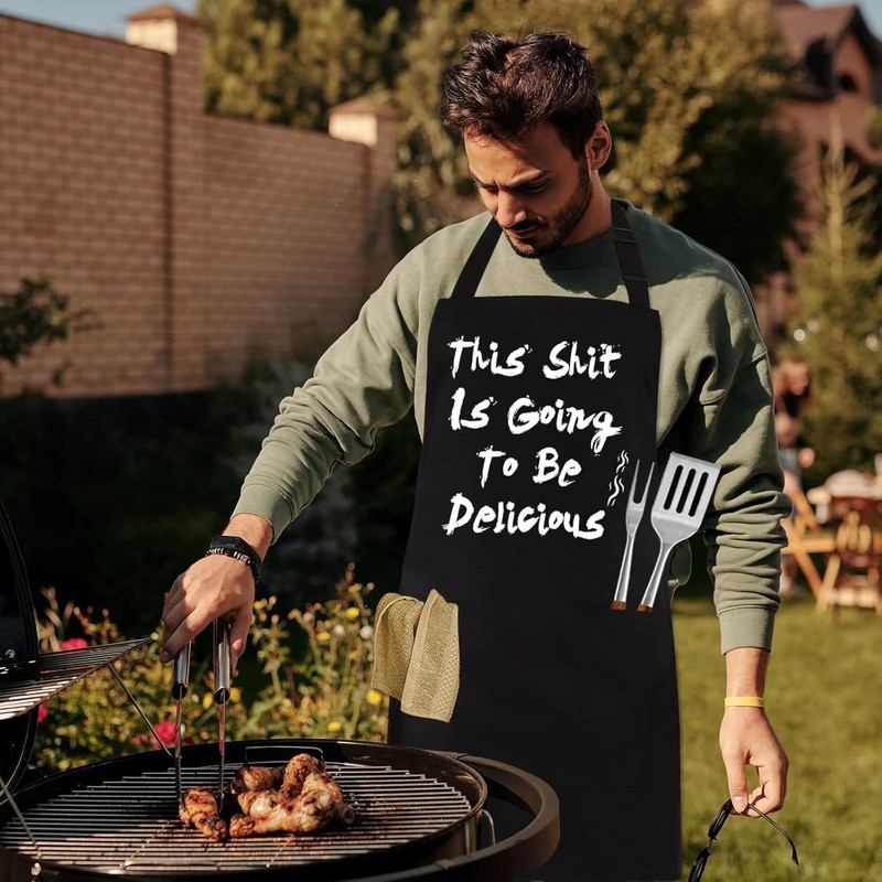 Moslyn Funny Cooking Apron for Men Grilling BBQ Chef Cooking