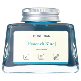 Hongdian Fountain Pen Bottled Ink Peacock Blue Color, 60ml Non Carbon Inkwell Bottle, Artist Calligraphy Ink