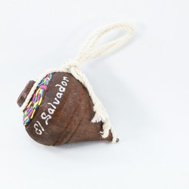 El Salvador Trompo de Madera con pita hand made Wood Spinning Artesanal Decor