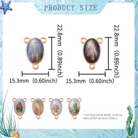 50Pcs Rosary Centerpiece Religiosas Medal Charms Metal Jesus Enamel Imagenes La Virgen De Guadalupe Charms Connection Crucifix Pendants Beads Chandelier Links for DIY Plastic Rosary Jewelry Making