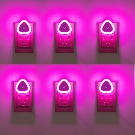 6PACK PINK LED Night Light Plug Into Wall 0.5W Dusk to Dawn Sensor Automatic on and Off for Nursery, Bedroom EtcLamp Power(W): 0.5, Color: Pink