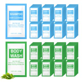 Xuezoioy Travel Size Shampoo and Body Wash Packets Bulk Pack of 30,Individually Wrapped 0.35 fl oz(10 ml)Disposable Small Mini Hotel Size Toiletries Supplies for Guests,Homeless,Church,Resorts