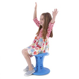 Simplay3 14" Play Around Wiggle Chairs 2-Pack, Kids Wobble Stools for Ages 5-8, Improved Focus and Attention - Blue, Made in USA