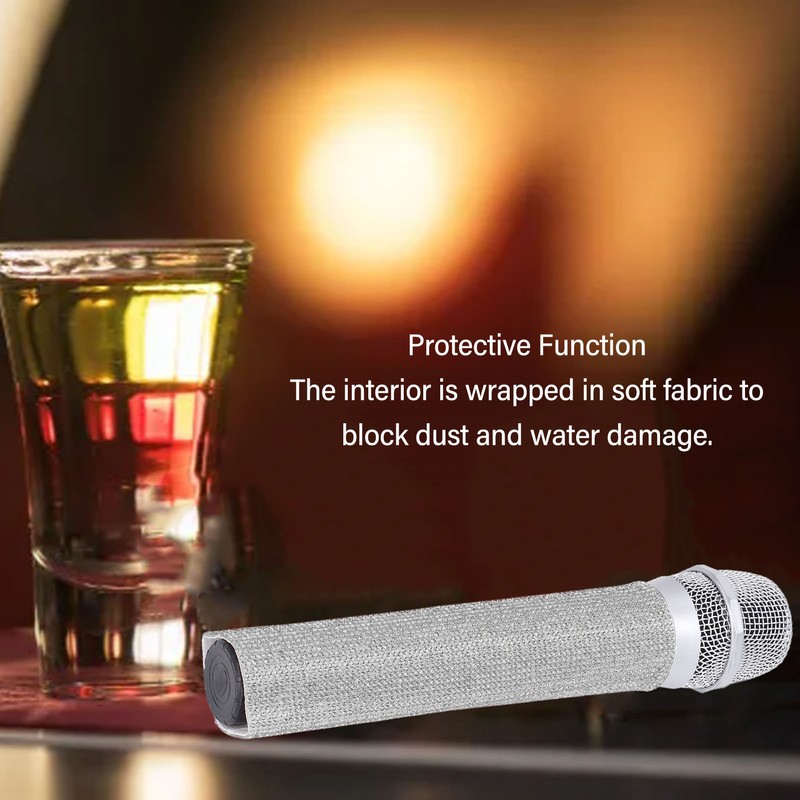 Mic Handle Sleeve Rhinestones Universal Sparkling Microphone Handle Body Cover