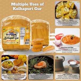 Rani Kolhapuri Gur (Jaggery) 17.5oz (1.1lbs) 500g ~ Unrefined Cane Sugar, No Color added, Gluten Friendly | Vegan | NON-GMO | Kosher | No Salt or fillers