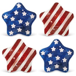 JarThenaAMCS 48Pcs Patriotic Paper Plates Vintage Star Disposable Plates 2 Designs Red Blue Star Stripe 4th of July Decorative Plates for Independence Day Party Supplies Table Decorations, 7.1 in