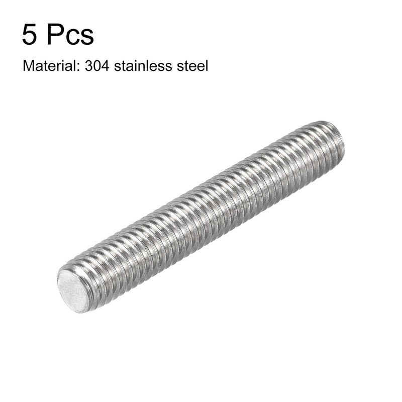 sourcing map 5Pcs M8 x 50mm Fully Threaded Rod 304