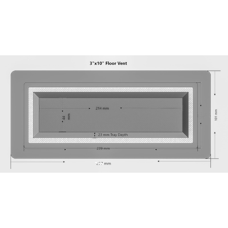 4x10 Metal Aria Floor Register Matte Black, Air Vent, Flush
