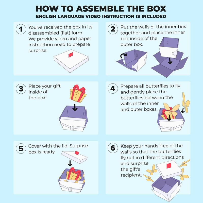 Rierousy Surprise Gift Box, Butterfly, DIY Explosion Box, Small, Explosion