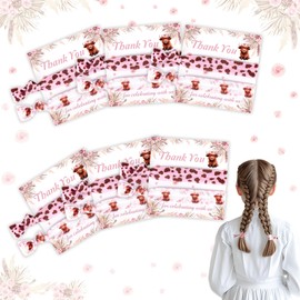 CORNER LACE 6Packs Highland Cow Themed Elastic Hair Ties/Bands Party Favors Pink Brown, Bridal Shower Wedding Bachelorette Birthday Party Decor Bridesmaid Proposal Gifts