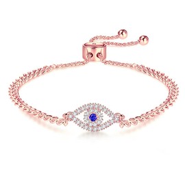 Apsvo Evil Eye Bracelet for Women Trendy Rose Gold Third Eye Bracelet Dainty Protection Jewelry Pulseras de Mal de Ojo Turco Para Mujeres