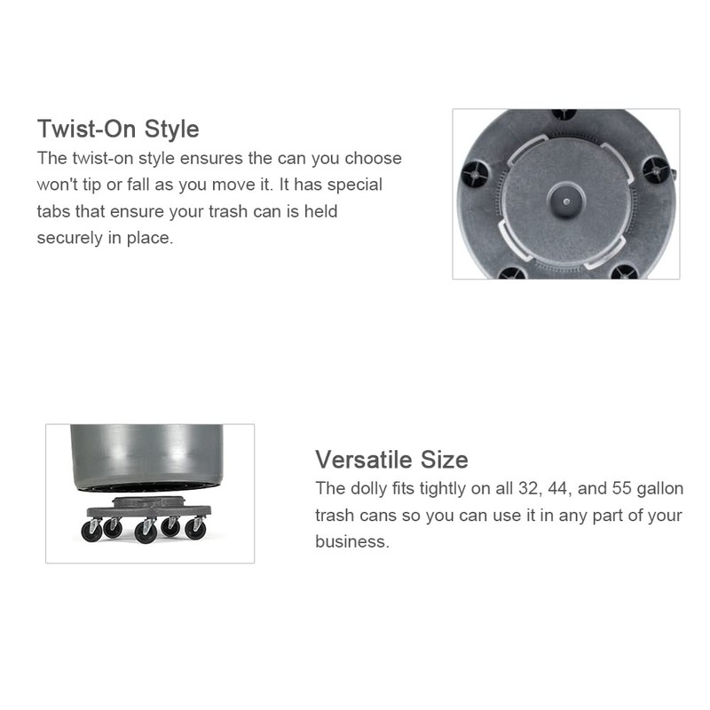 Trash Can Dolly Heavy-Duty | 5 Casters | 460 Lb