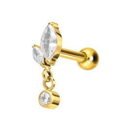 PIERCINGLINE 3-Piece Titanium Ear Piercing with Internal Thread Bud and Crystal Piercing Nose Ear Helix Tragus Choice of Colours and Sizes, Titanium