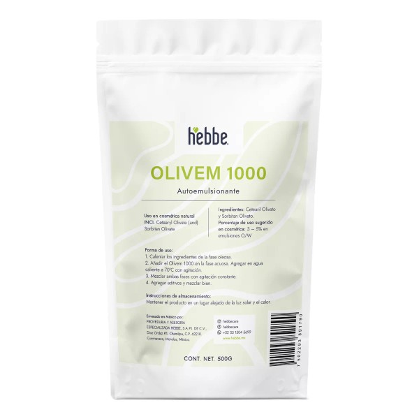 Hebbe Cosmetics Olivem 1000, 500 G Autoemulsificante Cosmético Cosmos Tipo de piel Mixta