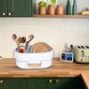 Goroly Home Galvanized Utensil Caddy with Wooden Handle for Kitchen