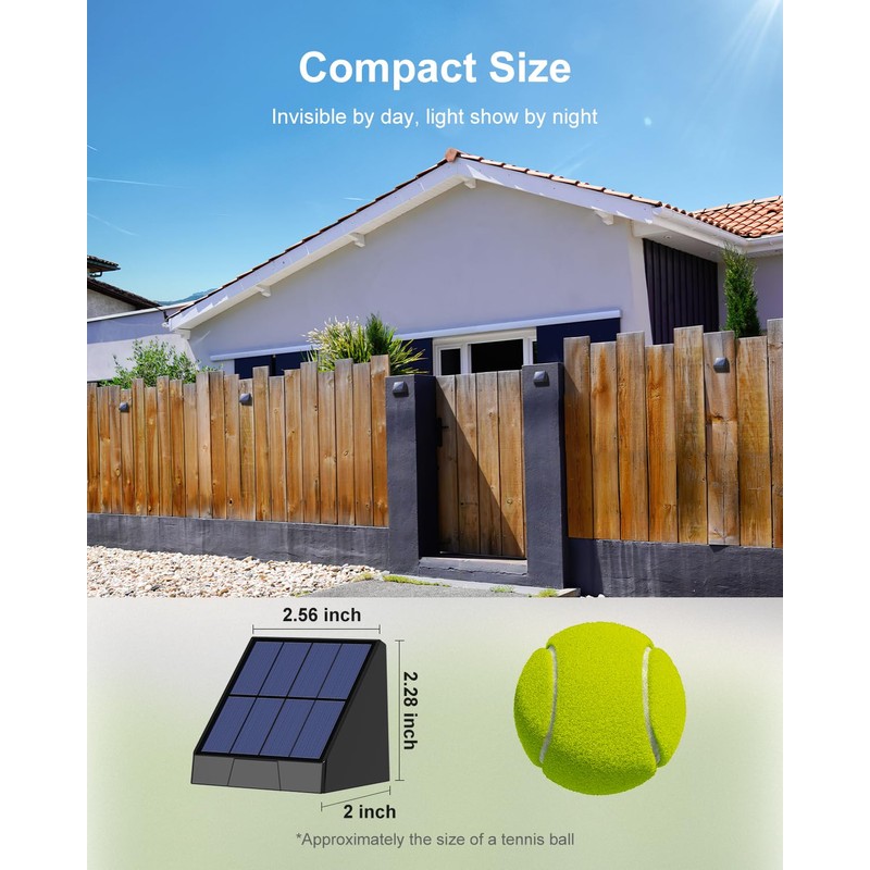 12 Pack Decorative Solar Powered Fence Lights Outdoor Waterproof with