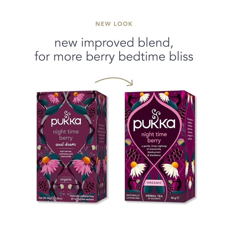 Pukka Night Time Berry Organic Herbal Tea, Soothing Infusion With