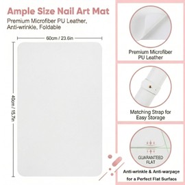 2 PCS Nail Art Table Mat, Soft Microfiber PU Leather Nail Pad, Foldable Nail Art Rest Pad, Reusable Nail Mat for Table Desk, Acrylic Nail Desk Mat for Nail Cushion (White and White)