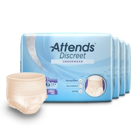 Attends Discreet Incontinence Care Women's Protective Underwear with Dual Leakage Protection, Large, 72 Count