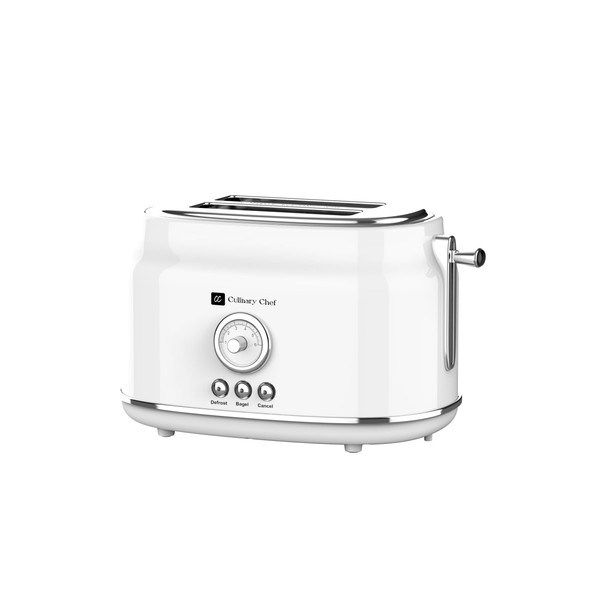 CULINARY CHEF, 2 Slice Toaster, Retro Style, Wide Slot for