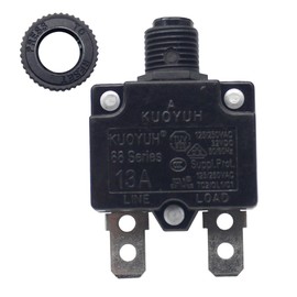 Genuine KUOYUH USA 13-21 Amps 88 Series Quick Connect Terminals Push-to-Reset Thermal Circuit Breaker with Transparent Waterproof Button Dust Cover (1-Pack) (13A)