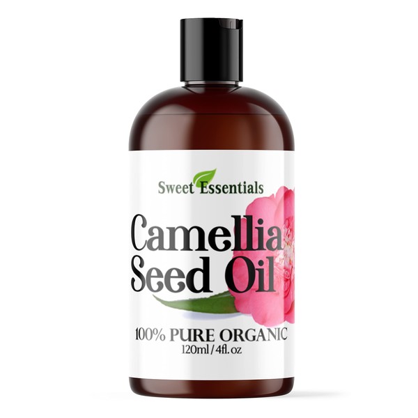 Organic Camellia Seed Oil | Imported From Japan | 4oz Bottle | 100% Pure | 100% Organic | For Hair & Skin Use | By Sweet Essentials