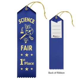 RibbonsNow Science Fair Award Ribbons 1st - 2nd - 3rd Place – 45 Total Ribbons - 15 Each Place with Card & String