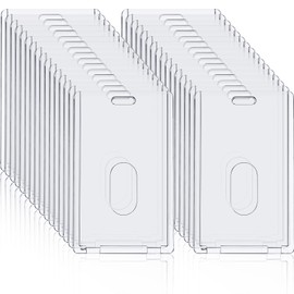 Acrylic Card Holders Clear ID Card Holders Heavy Duty Card Holder Plastic Card Protector Cover Transparent Badge Protector Vertical in Office Products (90 Pcs)