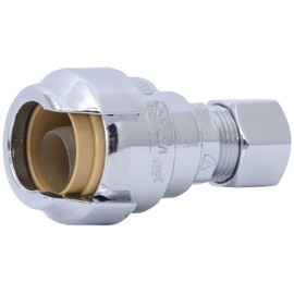 SharkBite 1/2 Inch (3/8 Inch OD) Barb Compression Adapter, Push To Connect Brass Plumbing Fitting, PEX Pipe, Copper, CPVC, PE-RT, HDPE, U637LFA