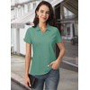 MAGCOMSEN Women Golf Polo Cotton Shirts Short Sleeve V-Neck Tshirt