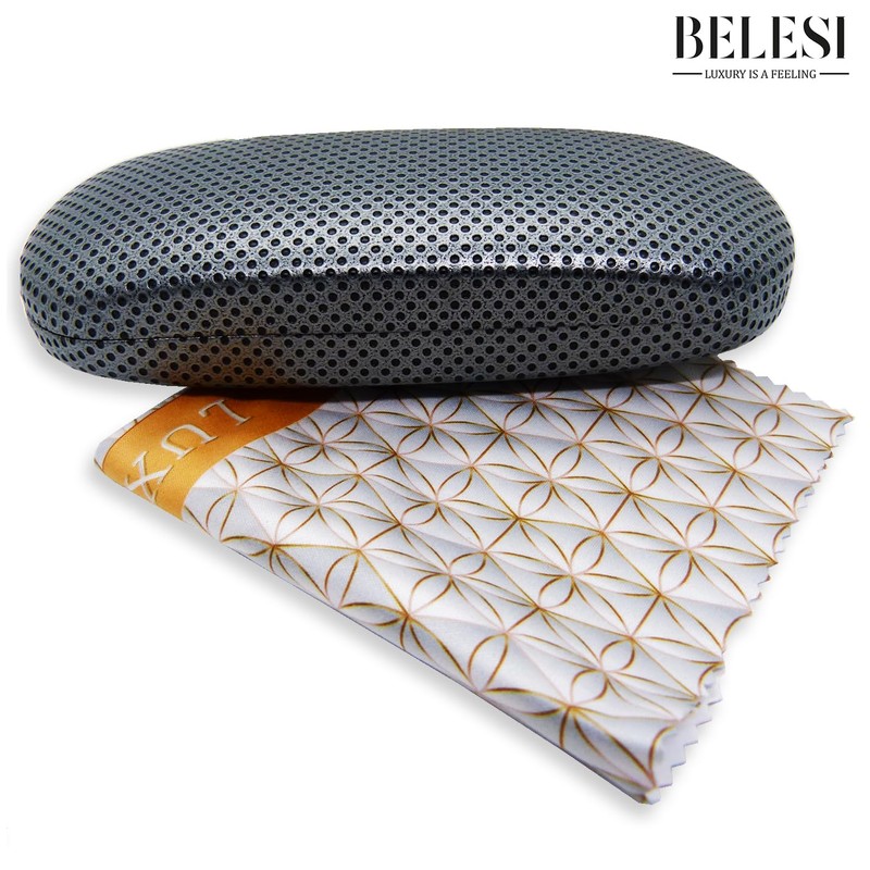 BELESI Glasses Case Hard Case with XL Glasses Cleaning Cloth