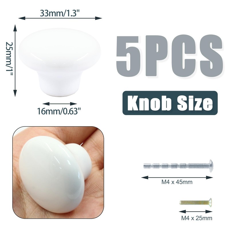 Biaungdo 5 Pack Retro Ceramic Cabinet Knobs, Round Drawer Knobs