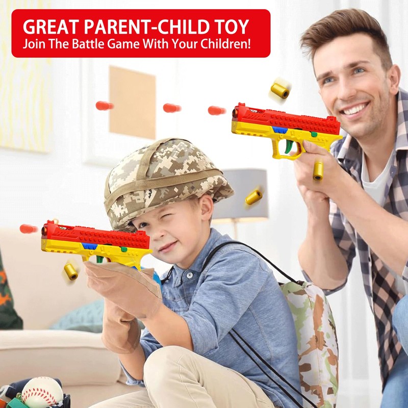 Building Block Toy Gun, Automatic Shell Ejecting Gun Soft Bullet