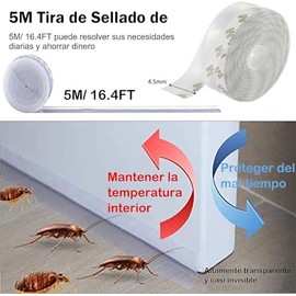 Guardapolvo para Puerta Exterior 5M/16Ft, Cubre Polvo para Puerta, Burlete para Puerta y Ventana, Tira Selladora Antiruido, Antiviento, Impermeable y Contra Insectos