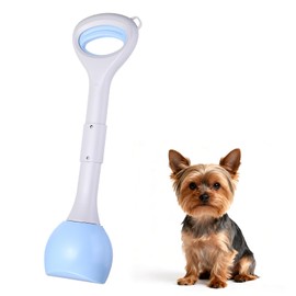 PETAXCELL Poop Scooper, 19.3" Long Handle No Touch Dog Poop Scooper Grabber Foldable Spring Pick Up Tool Shovel, (Blue), Intended for Dogs Waste in Lawns/Grass/Dirt/Gravel