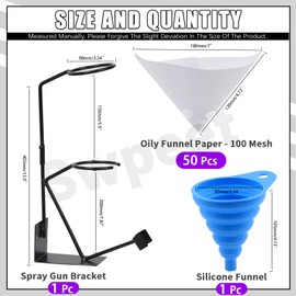 Swpeet 52Pcs 15" Global Gravity Feed Paint Spray Gun Holder Stand with Strainer Holder, 12CM Silicone Funnel, 100 Micron Paint Filter with Fine Nylon Mesh Assortment Kit for HVLP Home Car Spray Gun