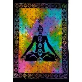 Purpledip Cotton Wall Poster 'Seven Chakras': Bohemian Wall Hanging (20023)