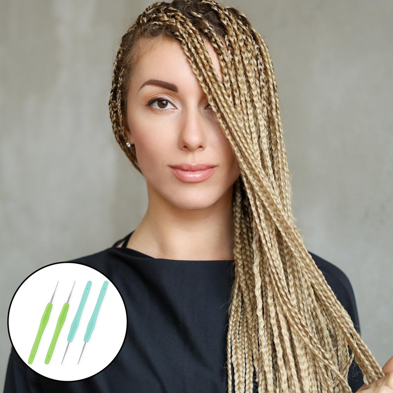 KALIONE 4 Packs Dreadlock Tools Crochet Hooks for Hair 0.5mm